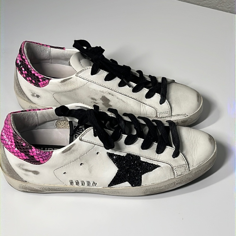 Rare Golden Goose Superstar Sneakers pink snake  Size 36
